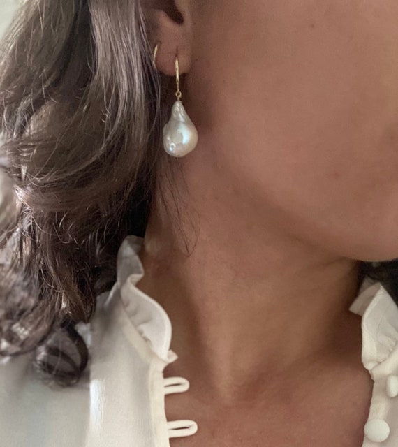 Baroque pearl earrings etsy online