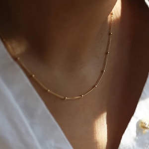 Satellite Chain in 14k Yellow Gold. Gold Bead Chain