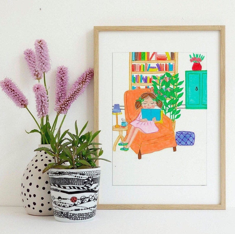 Girl Reading Wall Art Love Books Print Love to Read Print Etsy
