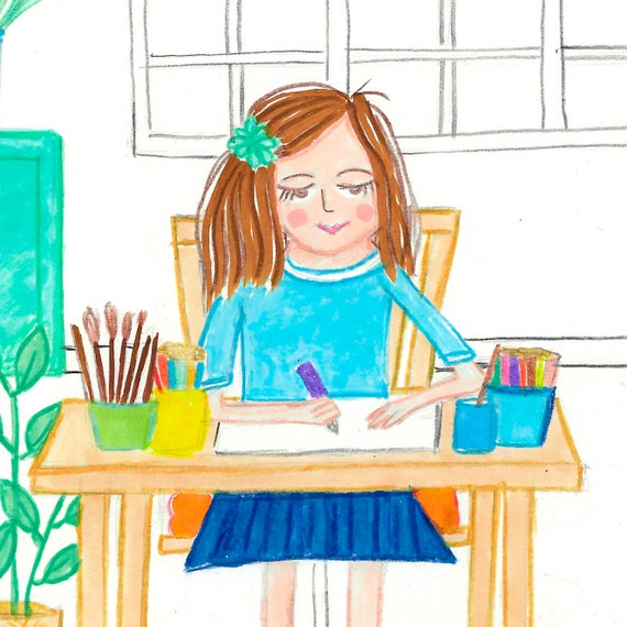 girls drawing desk