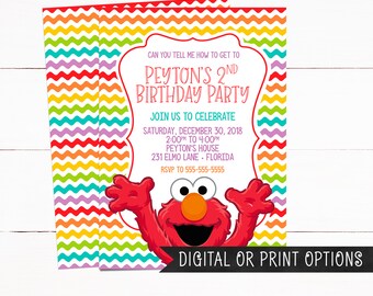 Elmo Invitations Etsy