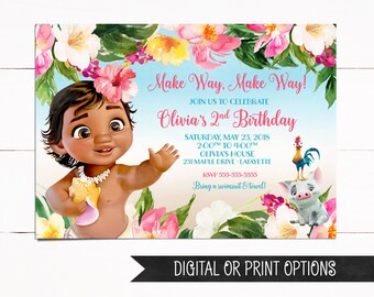 Baby Moana Invitation, Moana Invitation, Moana Birthday Invitation