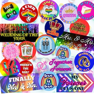 Accessoires de mariage gay - Décoration de fête de mariage LGBTQ+ - Fournitures de fête de mariage pour le week-end - Accessoires pour photomaton à télécharger pour imprimer 20 pièces.