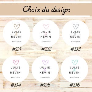 Etiquettes Autocollantes pour Mariage Coeur I Stickers personnalisés  I  Cadeau de Mariage Autocollant Personnaliser les Cadeaux des Invités