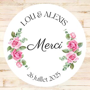 Etiquettes Autocollantes pour Mariage Roses Rose I Stickers personnalisés IStickers Mariage I  Cadeau de Mariage Autocollant Remerciement I
