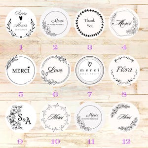 Etiquettes Personnalisées Autocollantes -  Kraft ou Blanc - Stickers Personnalisé Mariage, Baptême, Communion, Anniversaire... Lot de 24