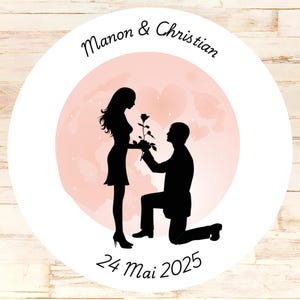 Stickers Date du Mariage  I Etiquettes personnalisées I Etiquette Mariage I  Cadeau de Mariage Autocollant Remerciements I Stickers Ronds