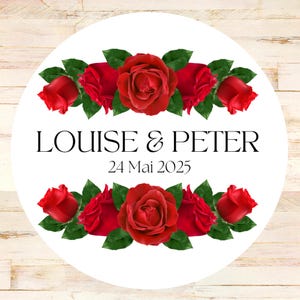 Autocollants Mariage  Roses Rouge I Stickers personnalisés IStickers Mariage I  Cadeau de Mariage Autocollant Remerciement I