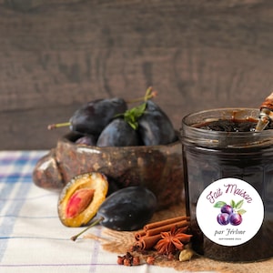 Stickers personnalisés Confiture de Prune, étiquettes cadeaux personnalisées, stickers pour Pot de Confiture -Stickers confiture -