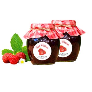 Stickers personnalisés Confiture de Fraise I étiquettes cadeaux personnalisées I stickers pour Pot de Confiture I Stickers Ronds