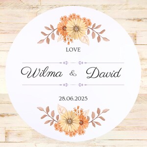 Stickers Mariage Bohème I Etiquettes personnalisées I Etiquette Mariage I  Cadeau de Mariage Autocollant Remerciements I Stickers Ronds