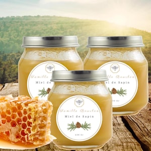 Etiquettes pot de miel personnalisées, Stickers Miel de Sapin, , Etiquettes Pot de Miel -Stickers miel - Diff. Tailles