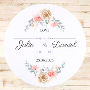 Stickers Mariage  I Etiquettes personnalisées I Etiquette Mariage I  Cadeau de Mariage Autocollant Remerciements I Stickers Ronds