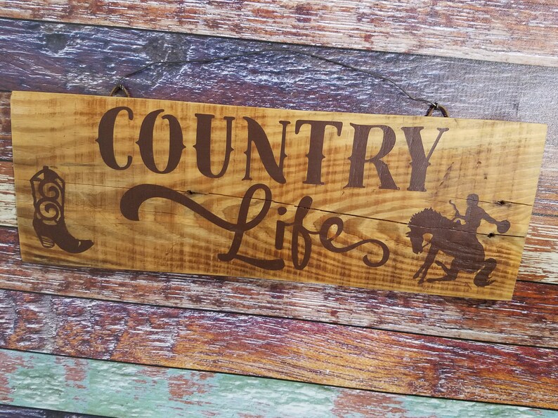 Rustic Country Western Wood Sign Country Life Cowboy Western | Etsy