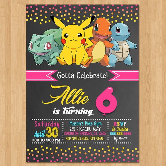 Pokemon Invite Chalkboard Pink Yellow Girl Pokemon Etsy - pikachu 25 sales roblox