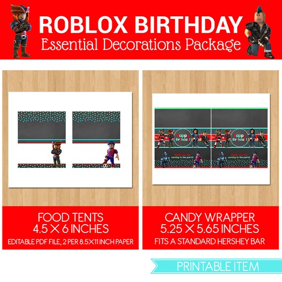 Roblox Birthday Party Package Chalkboard Teal Red Roblox Birthday Party Printables Roblox Party Favors Roblox Decor 100726 - roblox food tents chalkboard roblox birthday party