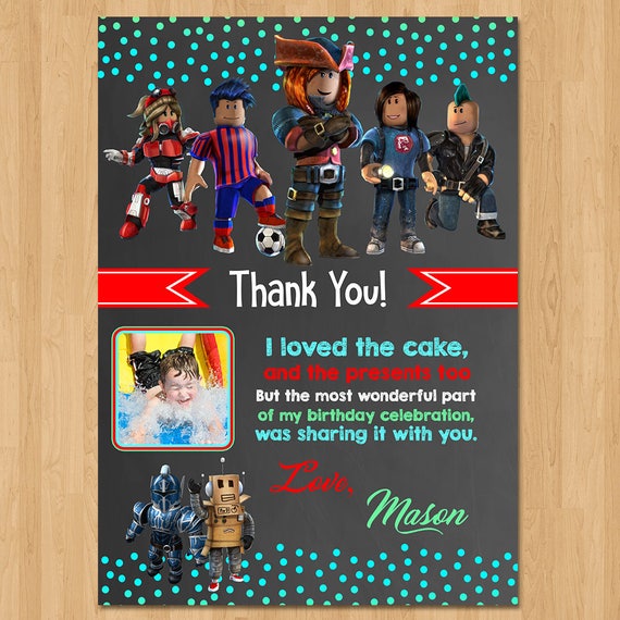 Roblox Thank You Card Chalkboard Teal Red Roblox Etsy - free roblox cards etsy es