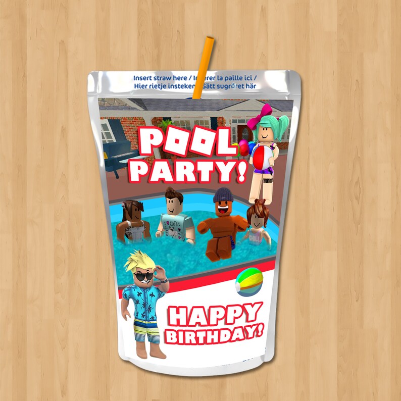 Roblox Pool Party Capri Sun Label Pool Party Roblox Birthday Party Drink Roblox Party Favor Roblox Birthday Party Printables 100973 - 