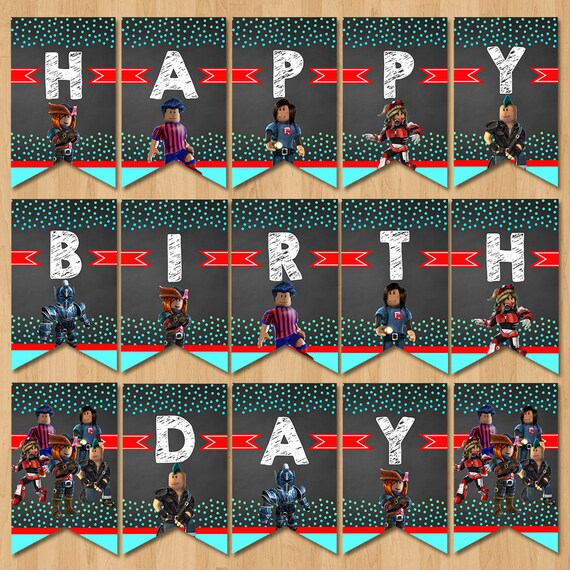 Roblox Happy Birthday Banner Chalkboard Roblox Birthday Etsy - roblox personalized poster roblox birthday poster roblox etsy