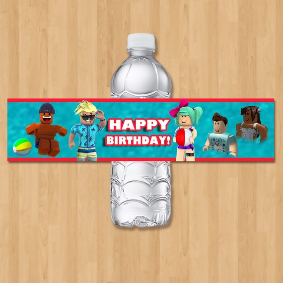 Roblox Pool Party Drink Label Roblox Birthday Party Water Etsy - roblox drink bottle