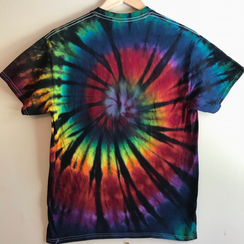 Tie Dye Shirt Primary Rainbow Black T-shirt Men's | Etsy