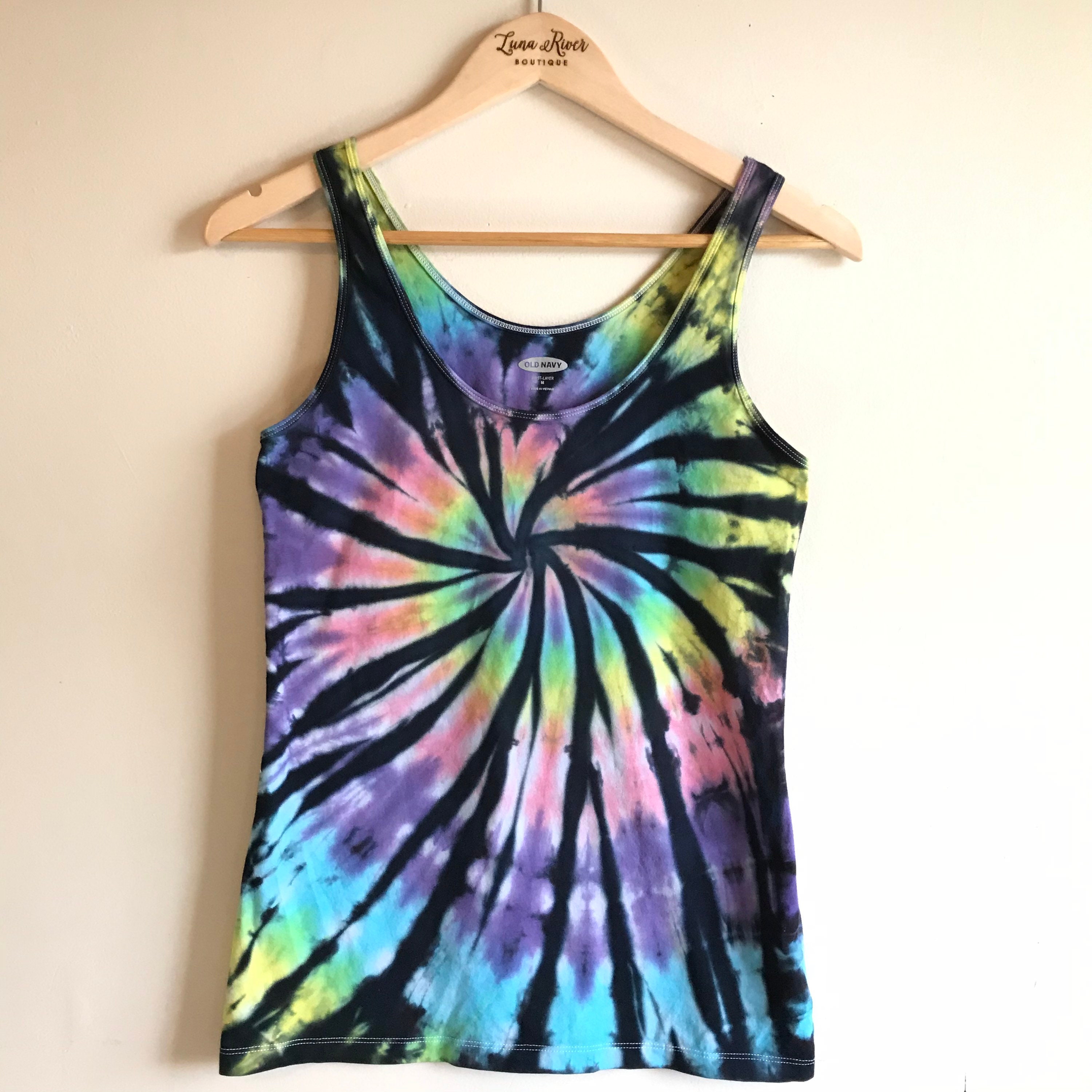 Tie Dye Tank Top Pastel Rainbow Black Women's Yoga Tank - Etsy