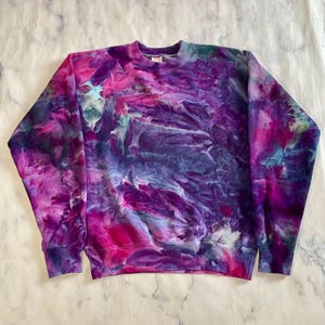 Tie Dye Sweatshirt /Pink Purple Teal / Men&#39;s Women&#39;s Unisex Small Ready to Ship