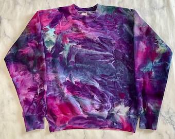 Tie Dye Sweatshirt /Pink Purple Teal / Men&#39;s Women&#39;s Unisex Small Ready to Ship