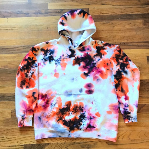 black and orange tie dye hoodie