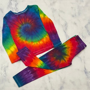 Tie Dye Matching Set Girl’s Youth Children’s Size Rainbow Hippie Outfit Small, Medium & Large Gift Idea