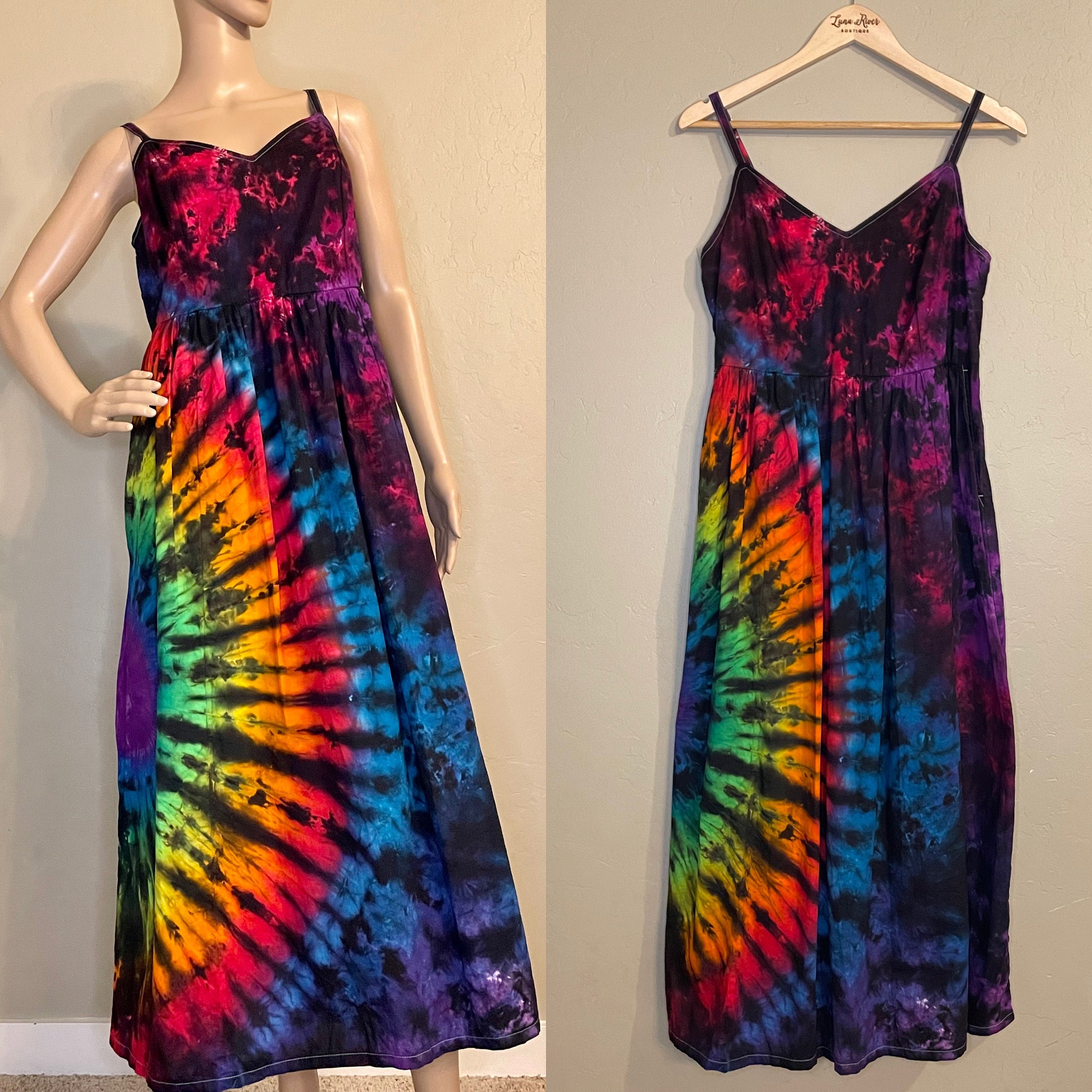 Rainbow tie dye maxi dress discount