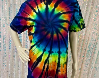 Tie Dye Shirt / Rainbow Black T-Shirt / Men's Women's Unisex S-6X / Gift Idea / Hippie Clothes