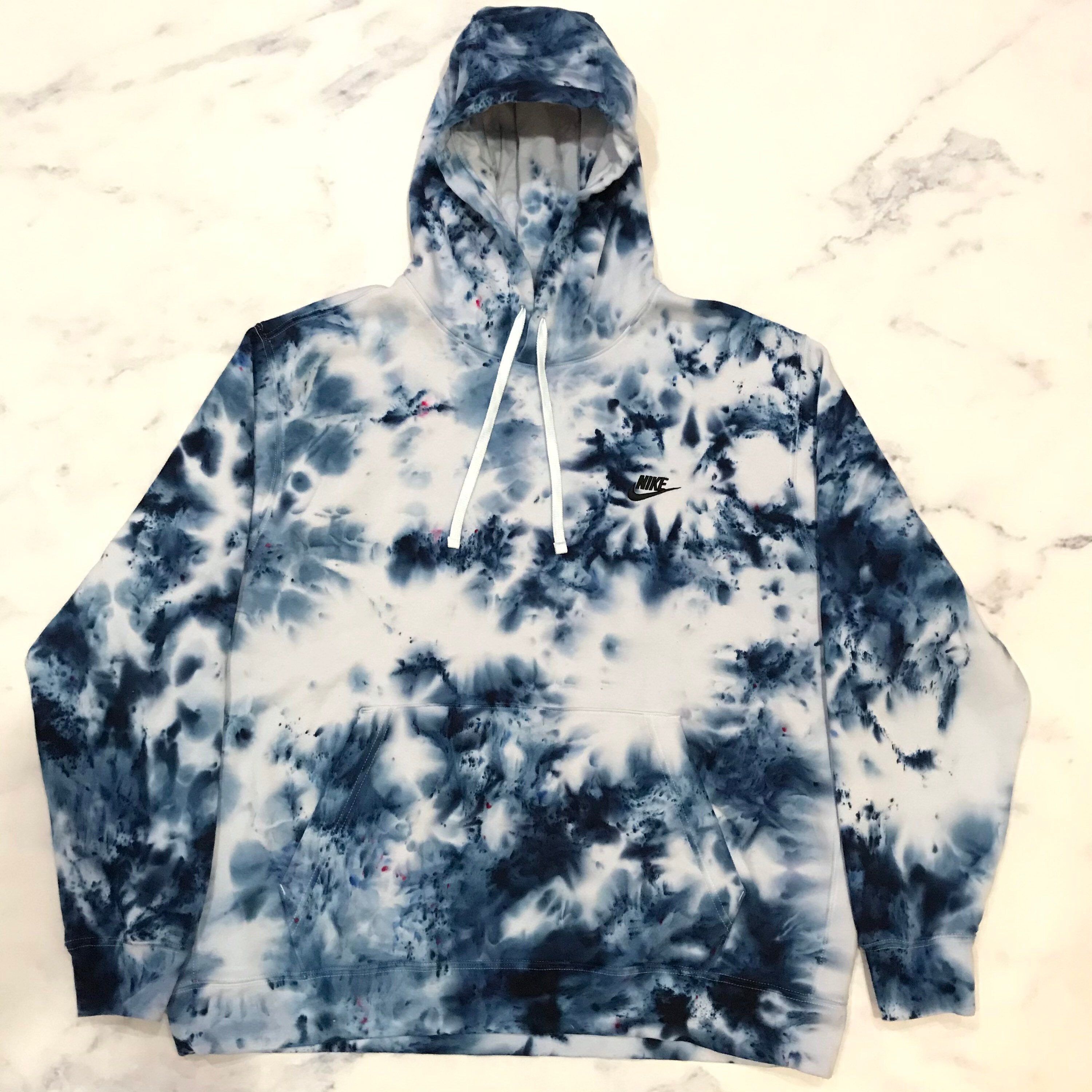 Tie Dye Nike Hoodie Blue White Sweatshirt Street Fashion Etsy