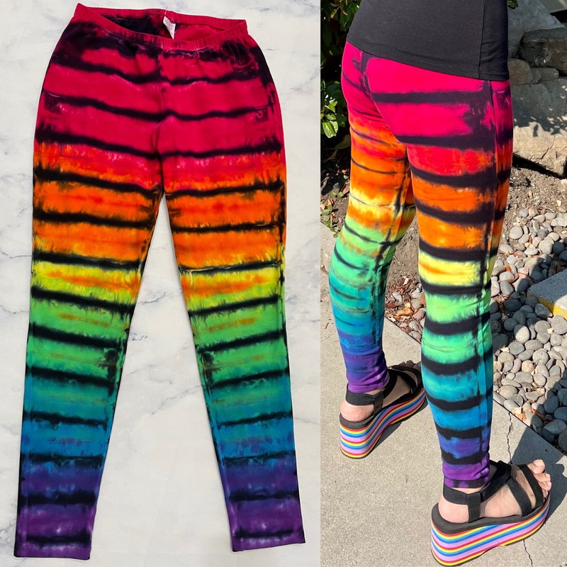 Tie Dye Leggings Black/Rainbow