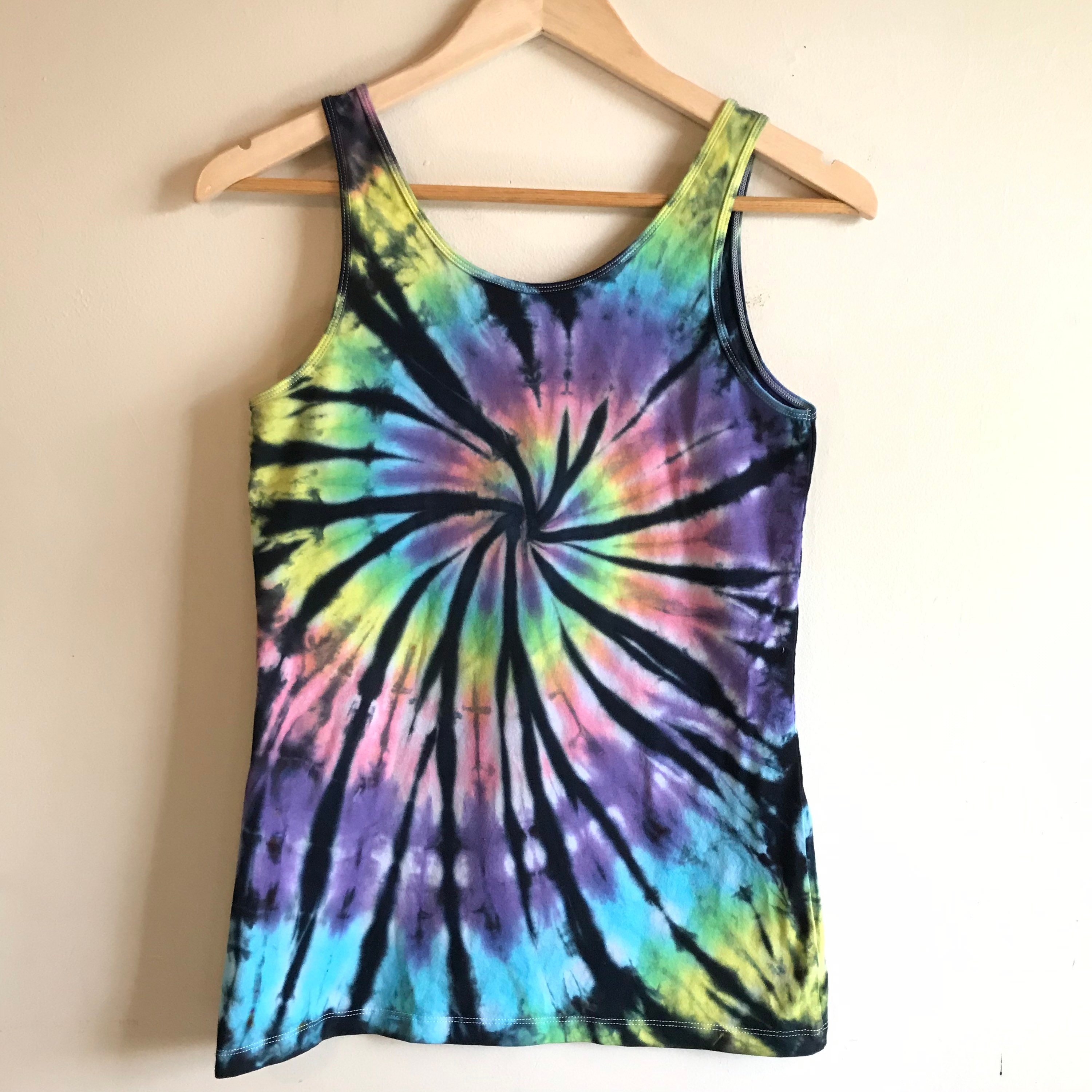 Tie Dye Tank Top Pastel Rainbow Black Women's Yoga Tank | Etsy