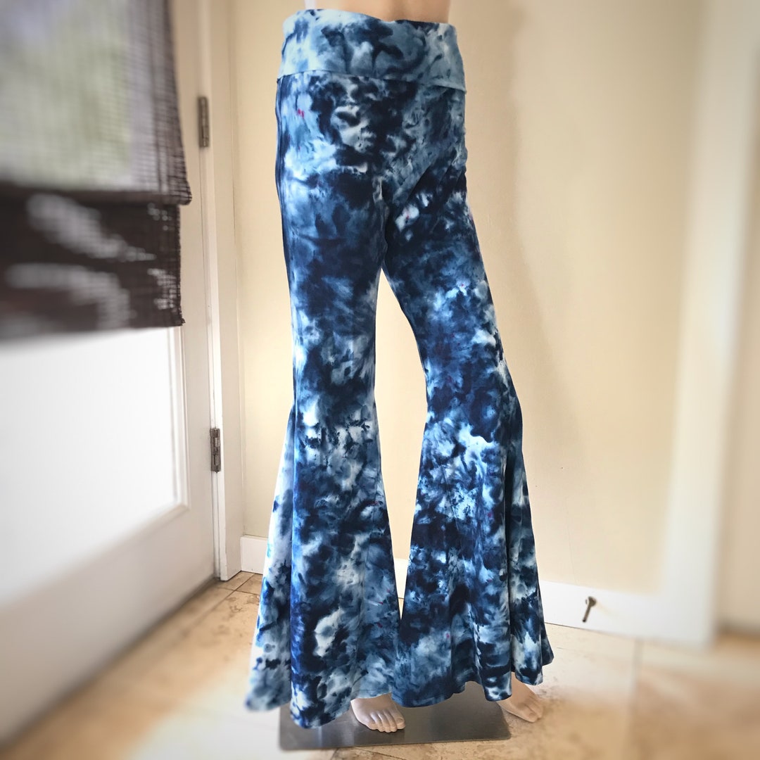 Casual high stretch 3 colors tie dye slim bell-bottoms