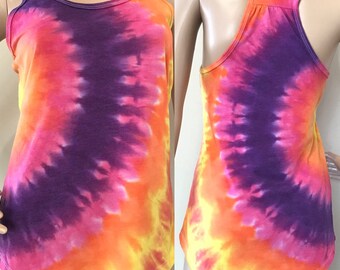 Tie Dye Tank Top Feminino Brilhante Yoga Tank XS-XXL Sunrise Sunset Pronto para envio