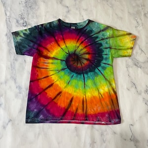 Tie Dye Shirt Youth Small-Large Rainbow T-Shirt Children’s Unisex Kids Ice Dye
