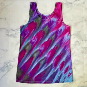 Tie Dye Tank Top / Frauen Yoga Tank Top S-3X / Ice Dye Inkline Gravity / Lila Pink Teal