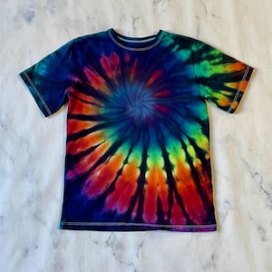 Tie Dye Shirt Youth Small-Large Rainbow T-Shirt Children’s Unisex Kids Top