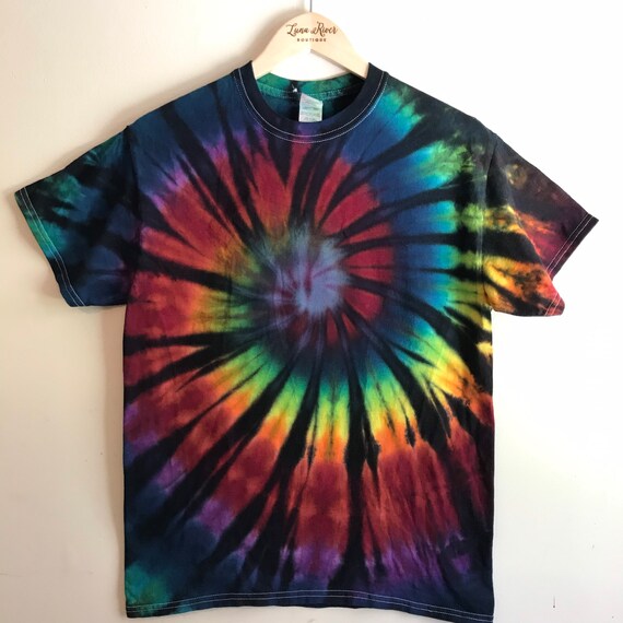 Tie Dye Shirt Primary Rainbow Black T-shirt Men's - Etsy