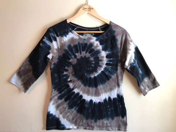 Tie Dye Shirt Zwart Wit Zwart Wit Grijs Dames 3 4 lange mouw S XL Etsy Nederland