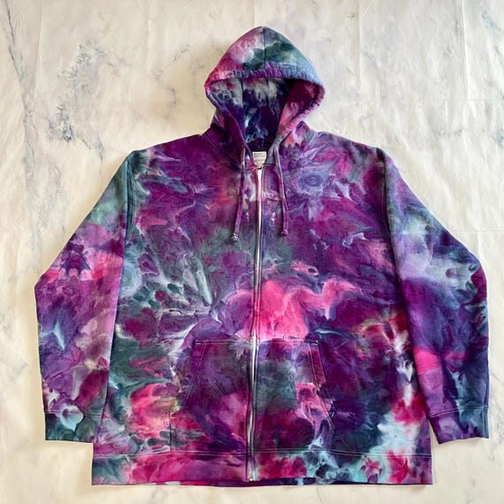 Tie Dye Hoodie Zip Hooded Sweatshirt /pink Purple Teal Men's