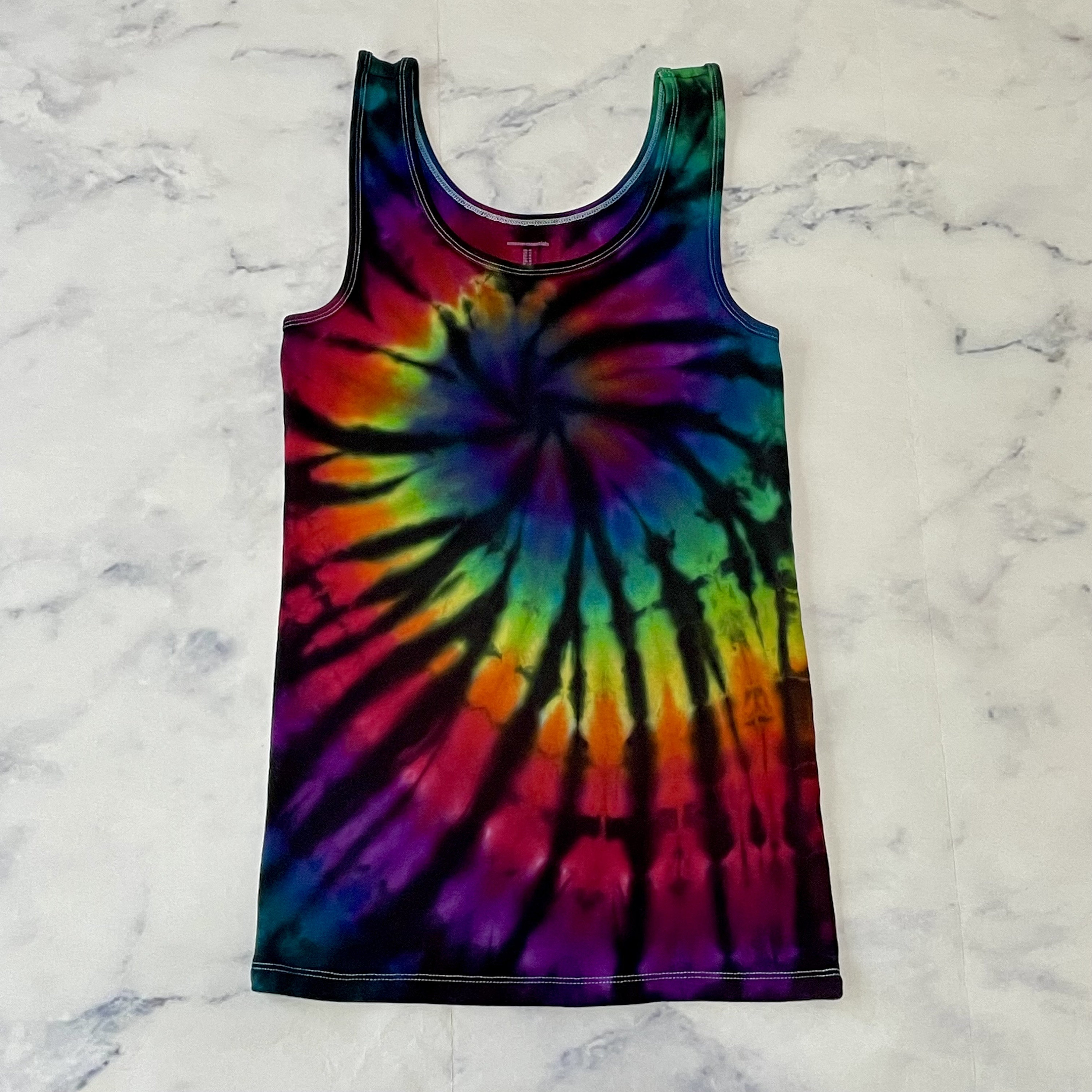 Débardeur Femme/homme Tie-dye Multicolore - 100% Coton, Coupe Dos Nu, Tailles XS à XXL