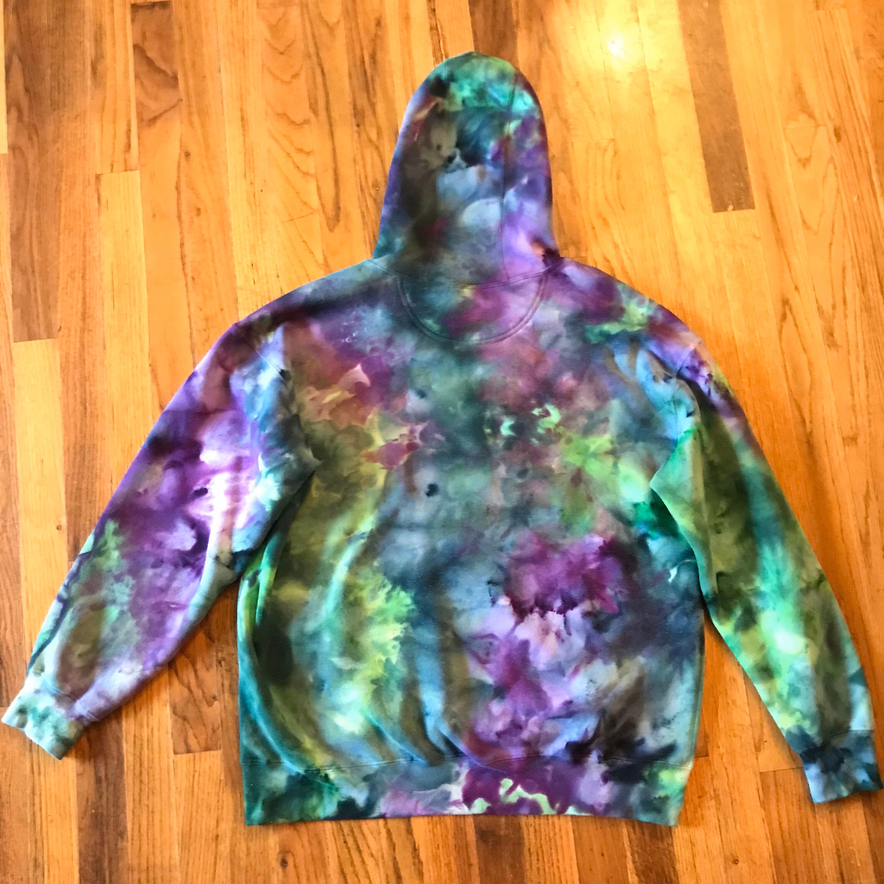 Tie Dye Hoodie Green Blue Purple Sweatshirt Ice Dyed Street | Etsy