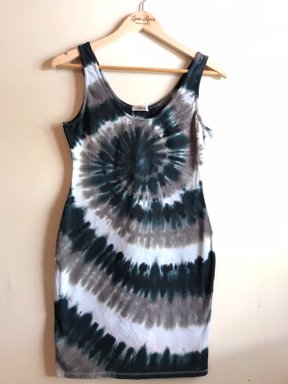 black and white tie dye dress