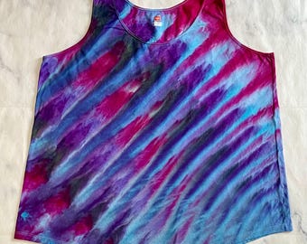 Tie Dye Tank Top / Ice Dye Gravity Shirt / Pink Purple Teal Top / Women's 3X ready to ship!