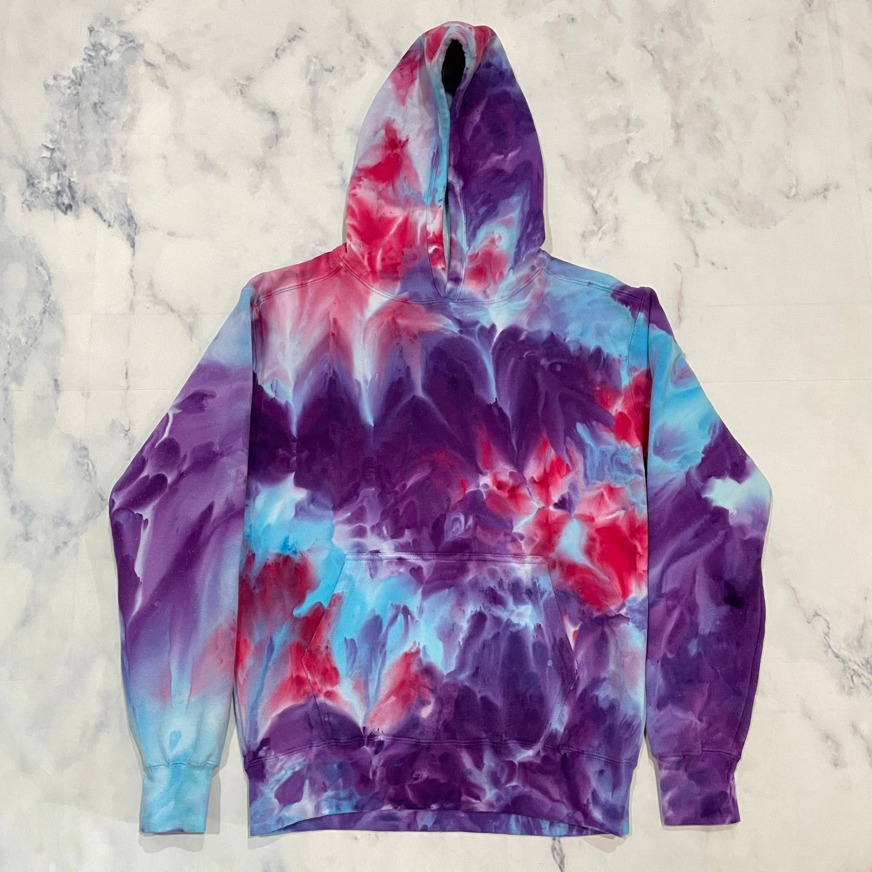 Tie Dye Hoodie Blue Purple Pink Sweatshirt Ice Dyed Street - Etsy