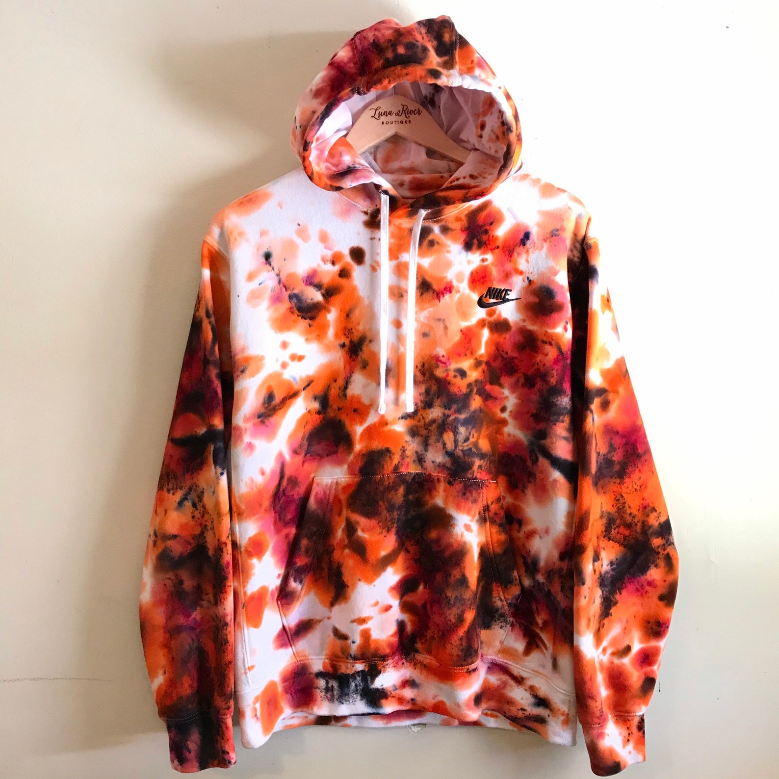 Tie Dye Nike Hoodie Orange Black Sweatshirt Koi Street Fashion Etsy