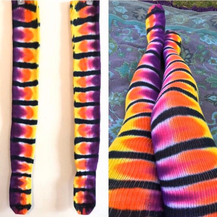 Tie Dye Thigh High Socks Your Choice of Colors Hippie Rave Leg - Etsy